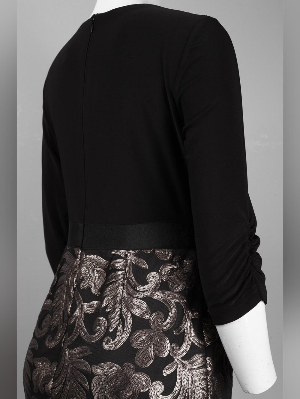 Adrianna Papell Black Top with Silver Brocade Pencil Dress - Picture 3 of 4